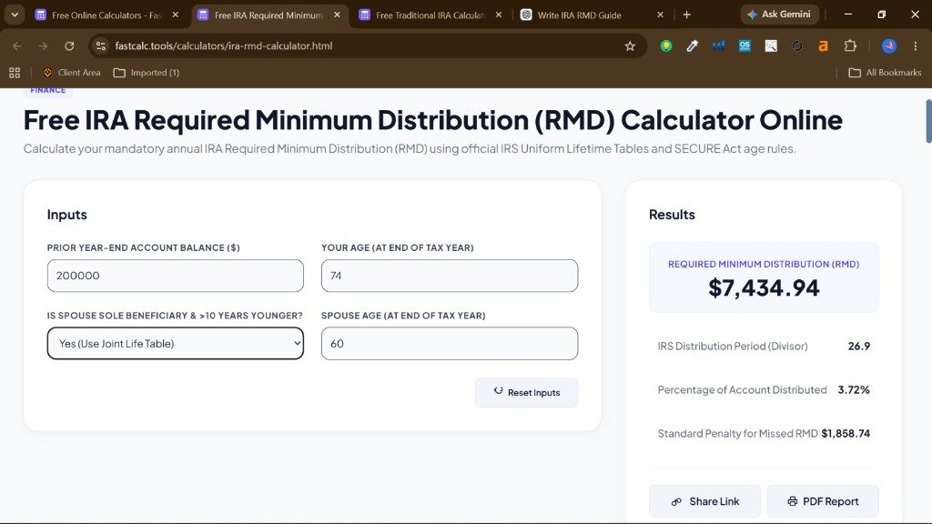 IRA Required Minimum Distribution (RMD) Calculator