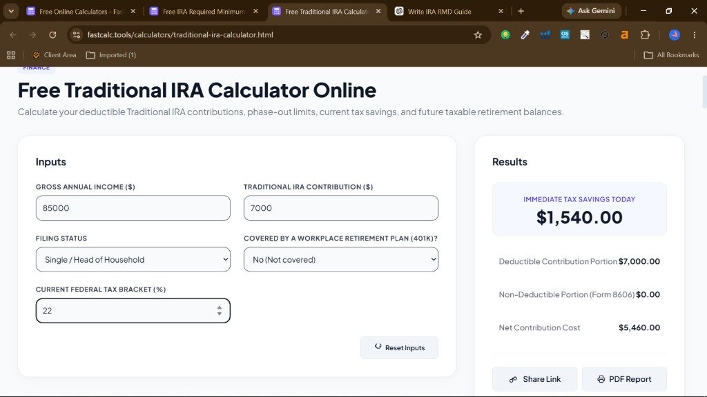 Traditional IRA Calculator